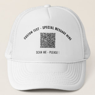 Your QR Code Scan Info and Custom Text Trucker Hat