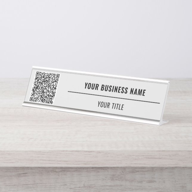 Your QR Code Scan Info Business Desk Name Plate (Front)