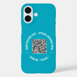 Your QR Code Scan Info Custom Text and Colours iPhone 16 Case