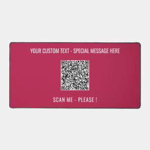Your QR Code Scan Info Custom Text and Colours Desk Mat