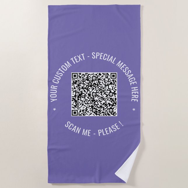 Your QR Code Scan Info Custom Text Beach Towel (Front)