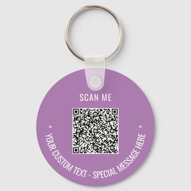 Your QR Code Scan Info Custom Text Colours Keychai Key Ring (Back)