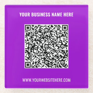 Your QR Code Scan Info Custom Text Glass Coaster