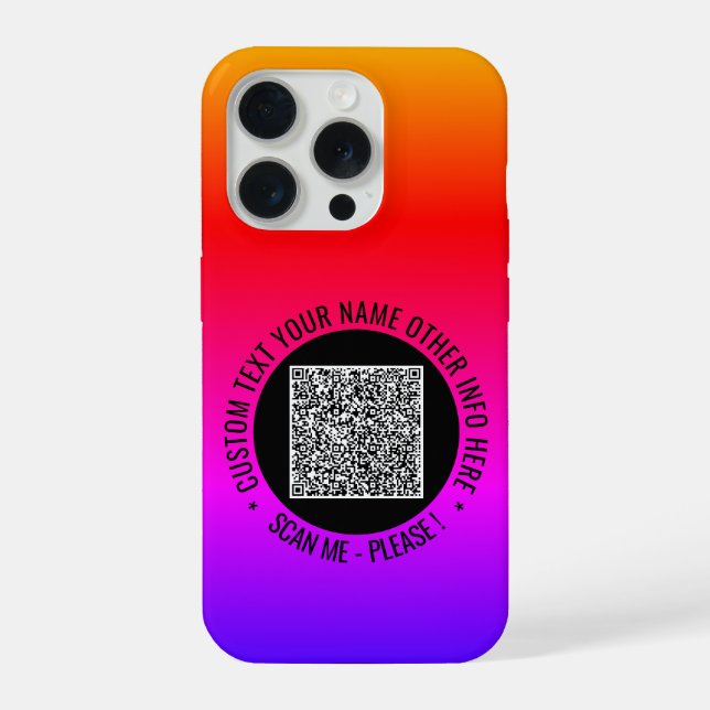 Your QR Code Scan Info Custom Text iPhone Case (Back)