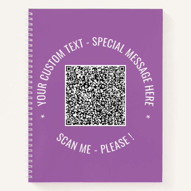 Your QR Code Scan Info Custom Text Notebook (Front)