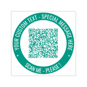 Your QR Code Scan Info Custom Text Round Stamp