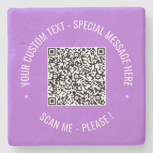 Your QR Code Scan Info Custom Text Stone Coaster (Front)