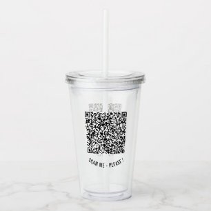 Your QR Code Scan Info Text Acrylic Tumbler