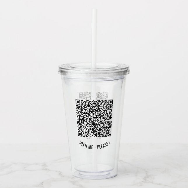 Your QR Code Scan Info Text Acrylic Tumbler (Front)