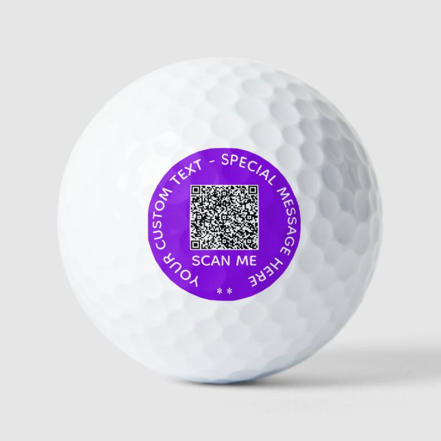 Your QR Code Scan Info Text and Colours Golf Balls (Front)