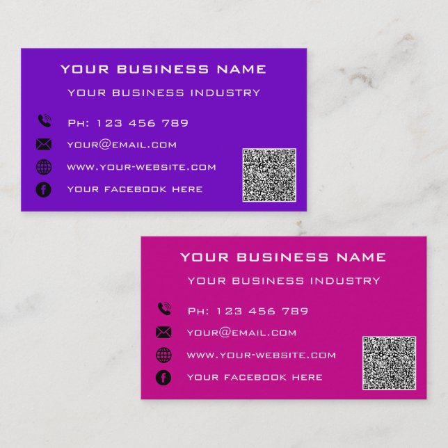 Your QR Code Scan Info Text Company Business Card (Front/Back)