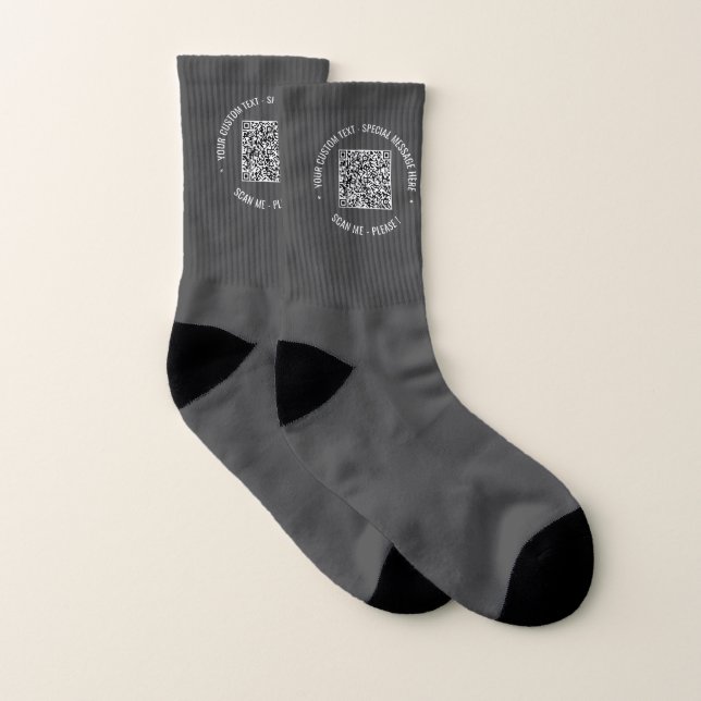 Your QR Code Scan Info Text Custom Colours Socks (Pair)