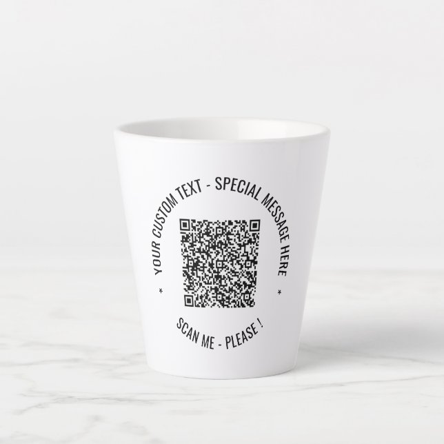 Your QR Code Scan Info Text Latte Mug (Front)