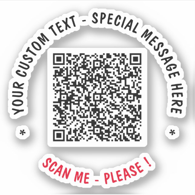 Your QR Code Scan Info Text Sticker Choose Colours (Front)