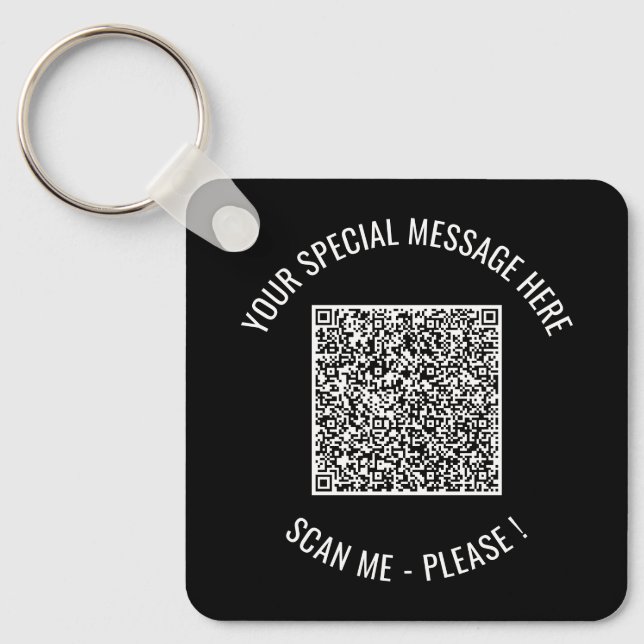 Your QR Code Scan Info with Custom Text Keychain (Front)