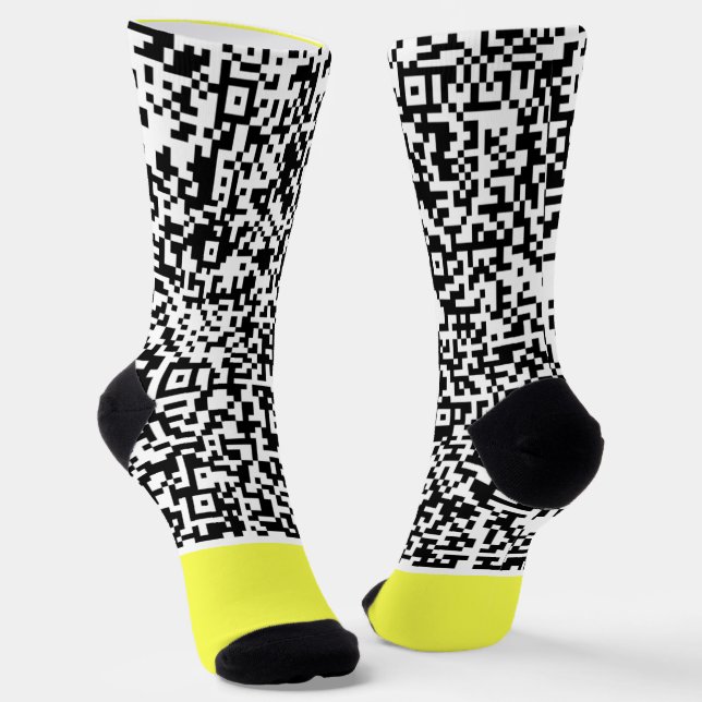 Your QR Code Scan Info Yellow Socks Custom Colours (Angled)