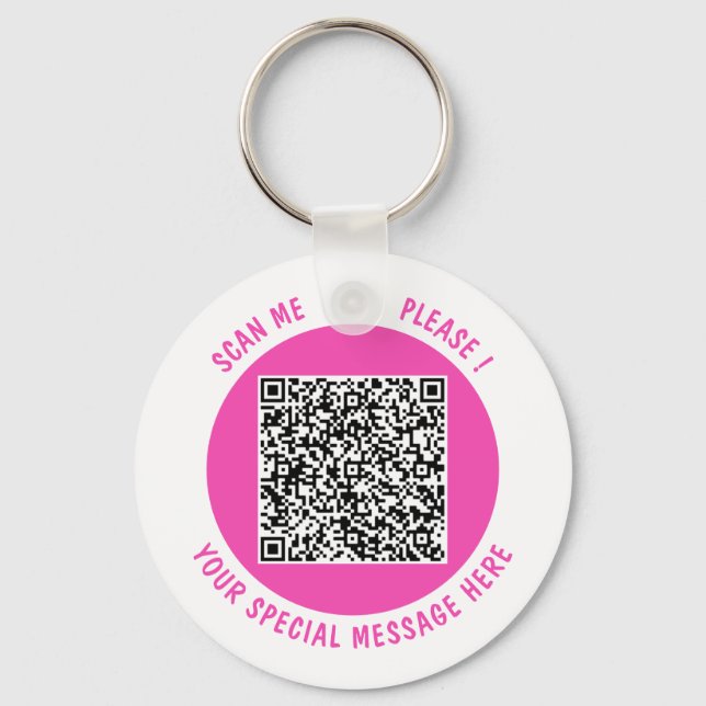 Your QR Code Scan Keychain Custom Text and Colours (Front)