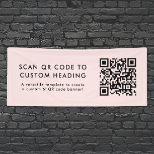 Your QR Code   Scan Me Custom Blush Pink 6' Banner