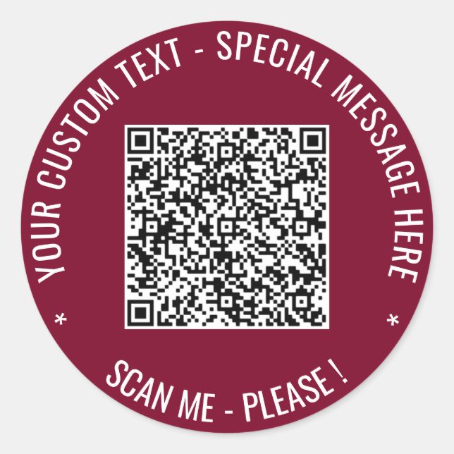 Your QR Code Sticker with Custom Text Choose Colou (Front)