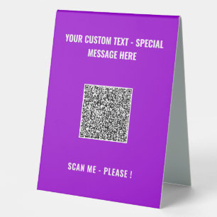 Your QR Code Table Sign Example with Custom Text