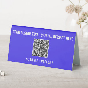 Your QR Code Table Tent Sign Template Custom Text