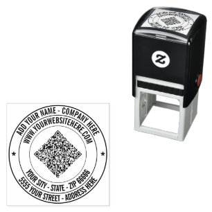 Your QR Code Text Address Round Self-inking Stamp