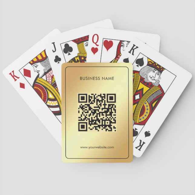 Your QR Code Upload Business Logo Glam Gold Playing Cards (Back)