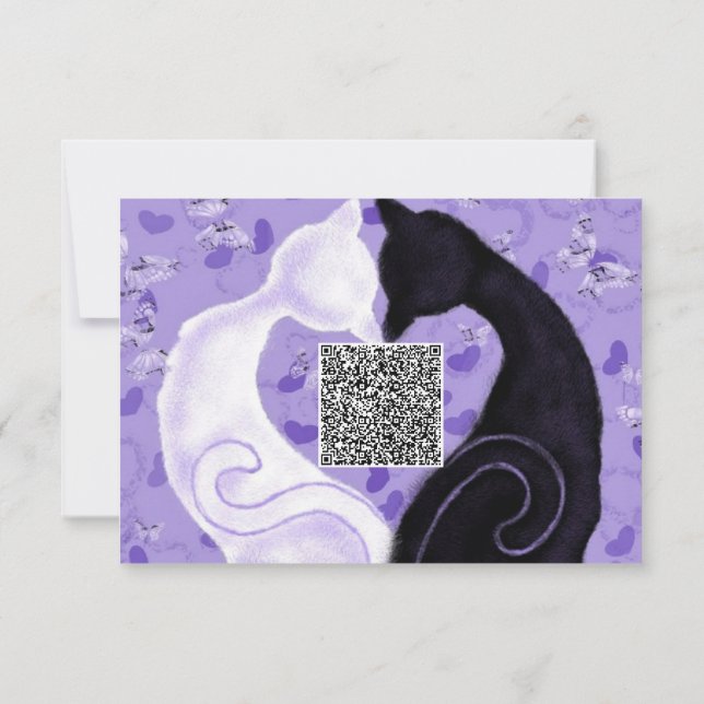 Your QR Code Wish Anniversary Card Cat Couple Love (Back)