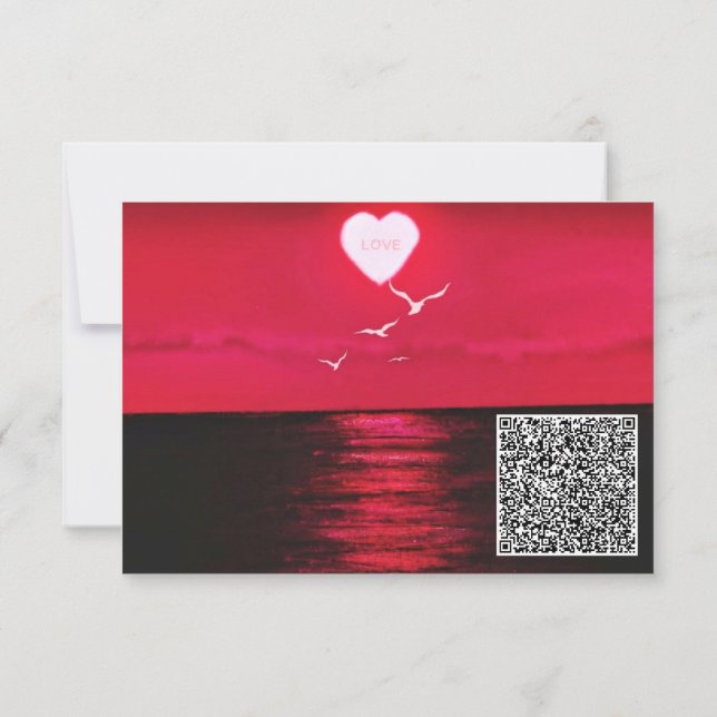 Your QR Code Wish Birthday Card Sea Sunset Love (Back)