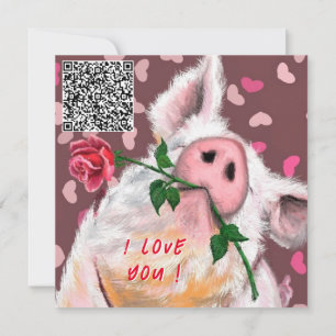 Your QR Code Wish Valentine's Day Card In Love Pig