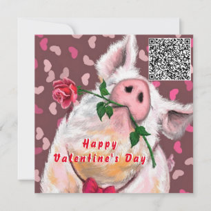 Your QR Code Wish Valentine's Day Card In Love Pig