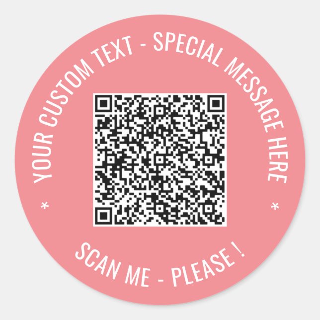 Your QR Code with Custom Text Sticker Template (Front)
