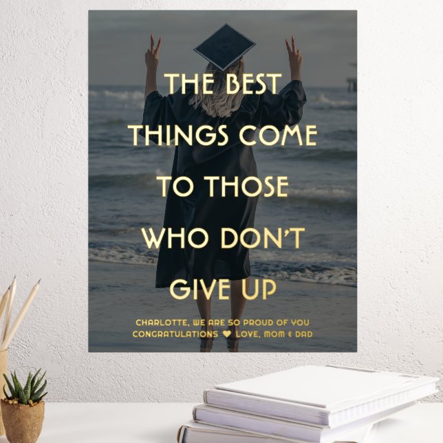 Your Quote & Photo Overlay Motivational Wisdom Foil Prints (In Situ (Desk 3))