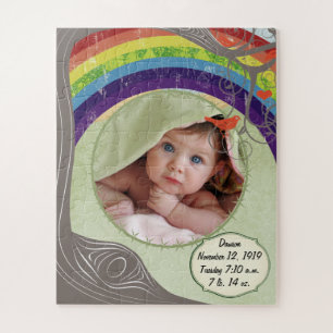 Your Rainbow Baby Photo Cute Tree & Birds Jigsaw Puzzle