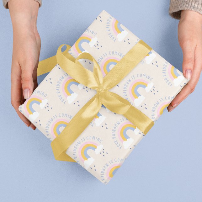 Your Rainbow Is Coming Gift Bag Wrapping Paper Sheet (Empower someone special with these, "Your rainbow is coming" wrapping paper sheets! )