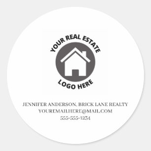 Your Real Estate Logo Here Contact Info   Classic Round Sticker