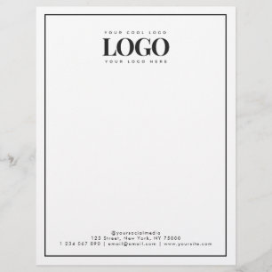 Your Rectangle Business Logo Here Minimal Border Custom Letterhead