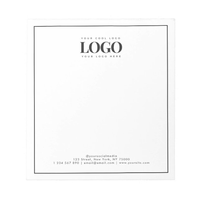 Your Rectangle Business Logo Here Minimal Border  Notepad (Front)