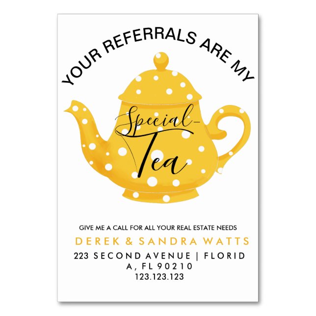 Your Referrals Are My “Special - Small Business Co Table Number (Front)