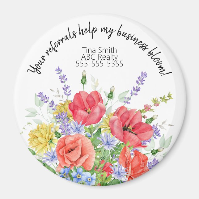 Your Referrals Help My Business Bloom Marketing Magnet (Front)