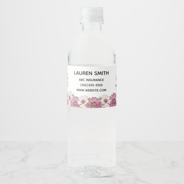 Your Referrals Help My Business Bloom Referral Water Bottle Label (Front)