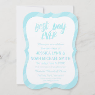 Your Romantic Photo Best Day Ever Blue Borders Invitation