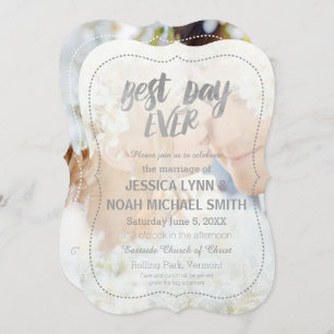 Your Romantic Photo Best Day Ever Grey Borders Invitation