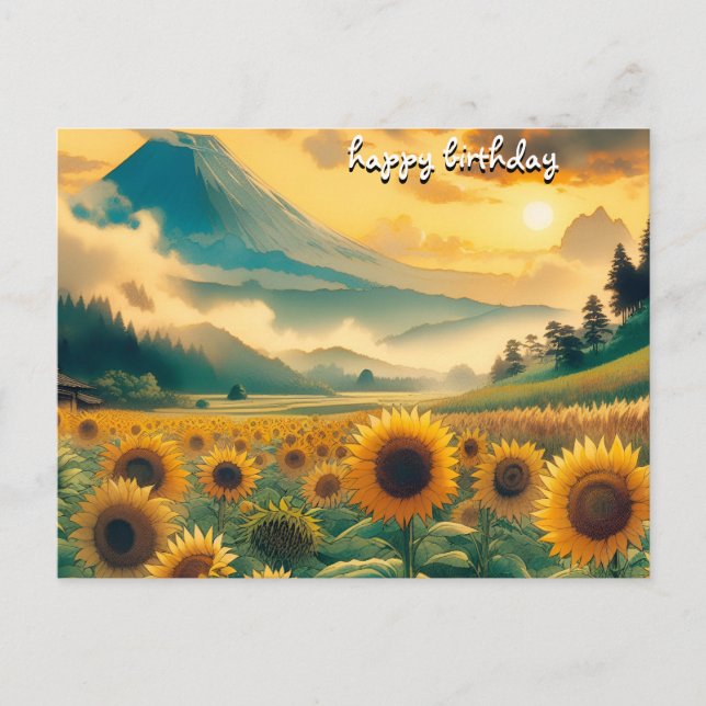 Your Roses vintage retro happy birthday sunflowers Postcard (Front)