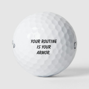 'Your Routine is Your Armor' Motivational Gift Golf Balls