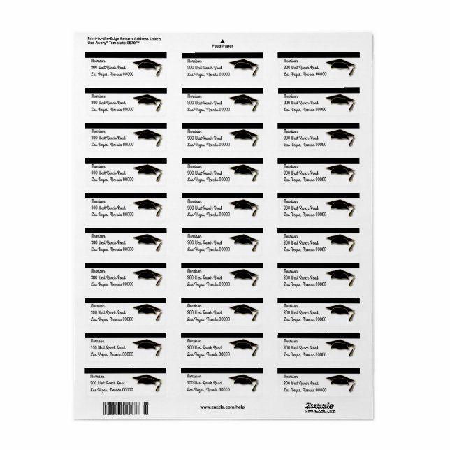 Your School Colour Black Graduation Cap Monogram (Full Sheet)