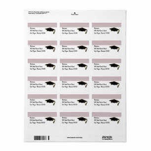 Your School Colour Black Graduation Cap Monogram Label