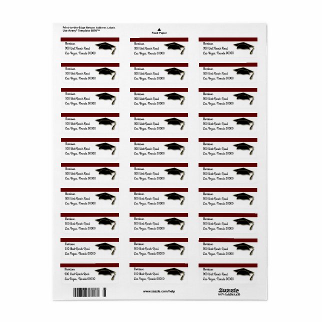 Your School Colour Red Graduation Cap Monogram (Full Sheet)