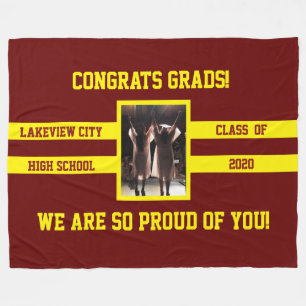 Your  School Colours and Photo Congrats Graduates Fleece Blanket