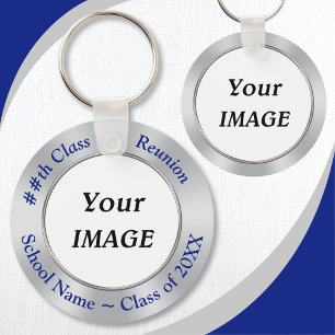 YOUR School Logo and Text, Class Reunion Keychains